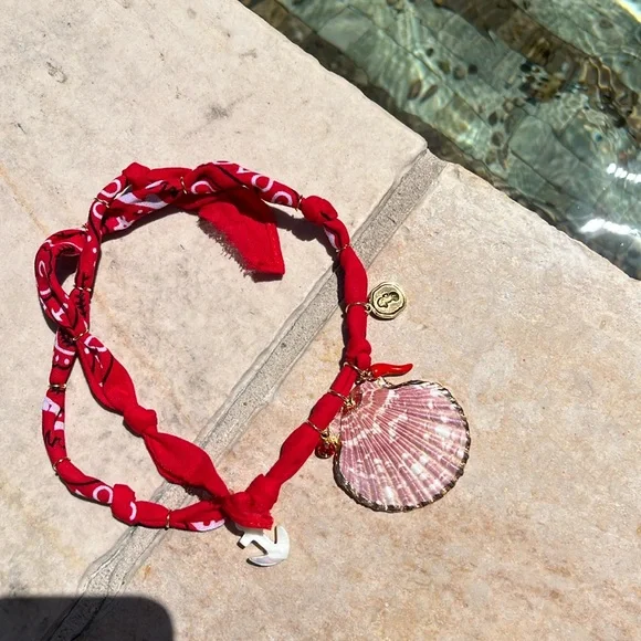 🐚 ❤️Hand Made Bandana Necklace Sea Secret Fresh Water Pearl ❤️ - Picture 7 of 9